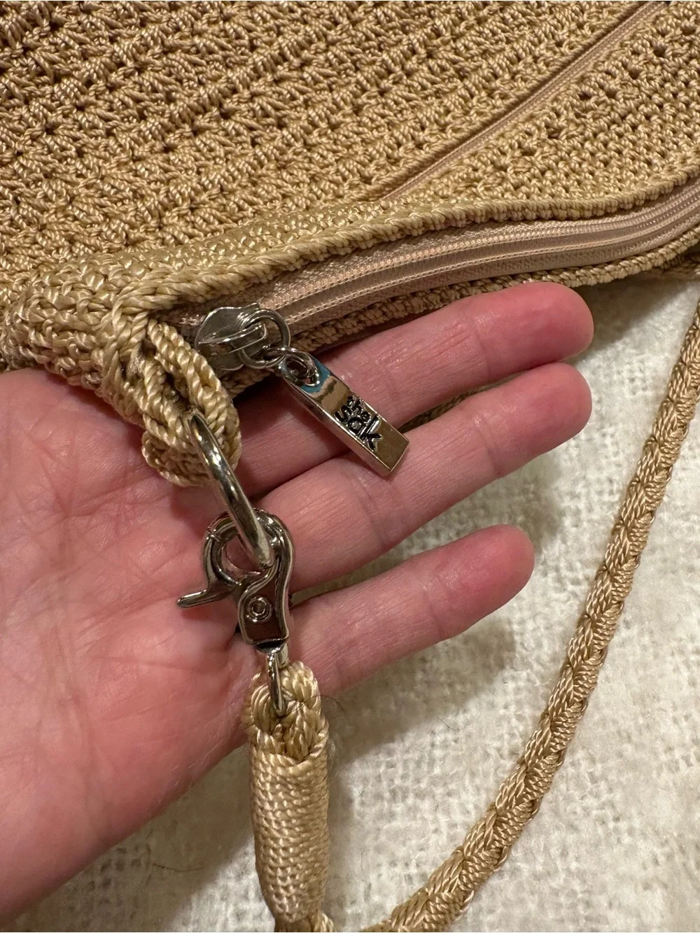 The Sak Tan Crochet Crossbody Bag w Silver Hardware - Picture 8 of 10